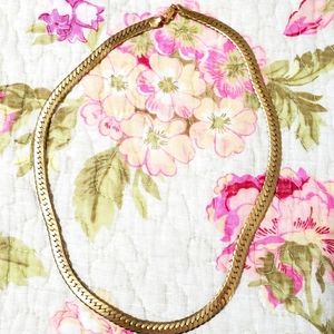 Gold flat herringbone necklace
